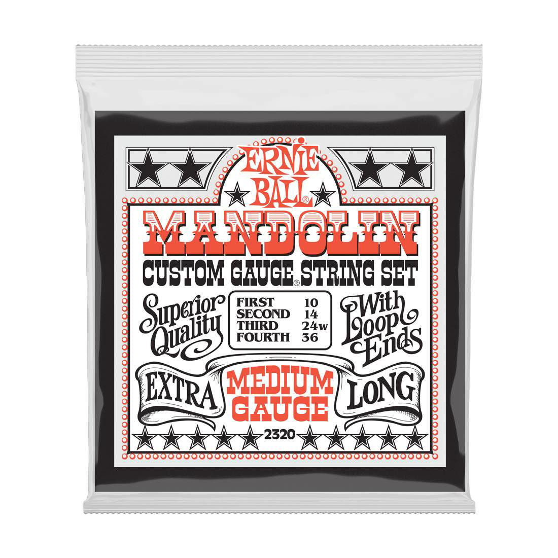 Ernie Ball 2320 10-36 Medium Loop End Stainless Steel Mandolin Strings