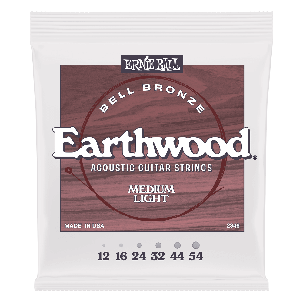 Ernie Ball Medium Light Earthwood Bell Bronze Acoustic Guitar Strings 12-54
