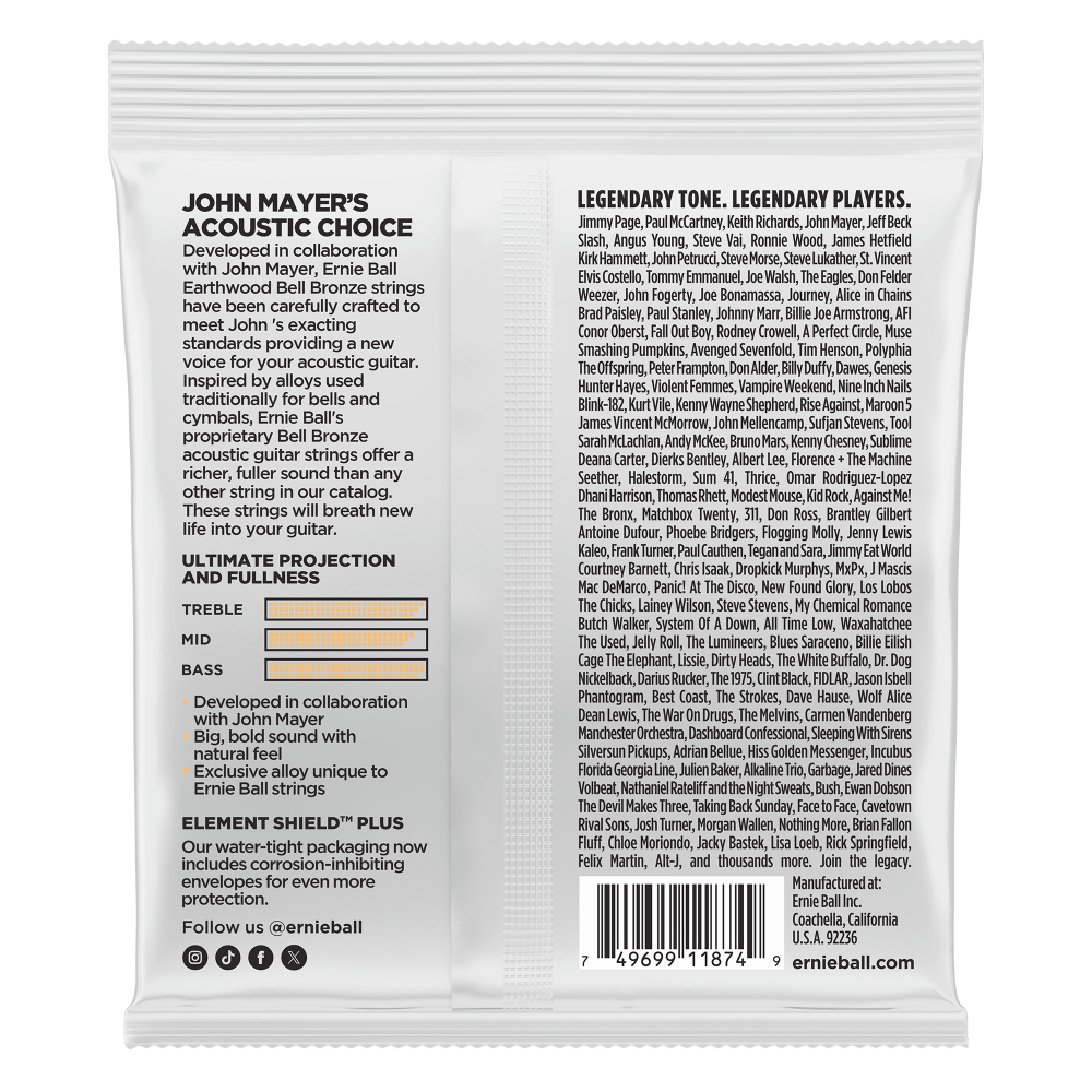 Ernie Ball Extra Light Earthwood Bell Bronze Acoustic Guitar Strings 10-50