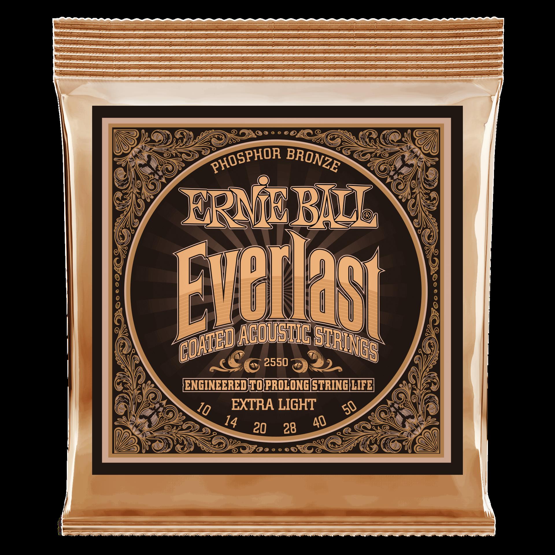 Ernie Ball 2550 Everlast Extra Light Coated Phosphor Bronze Acoustic Guitar Strings