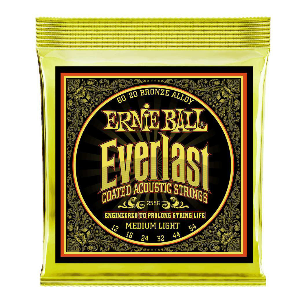 Ernie Ball 2556 12-54 Everlast Medium Light Coated 80/20 Bronze Acoustic Guitar Strings