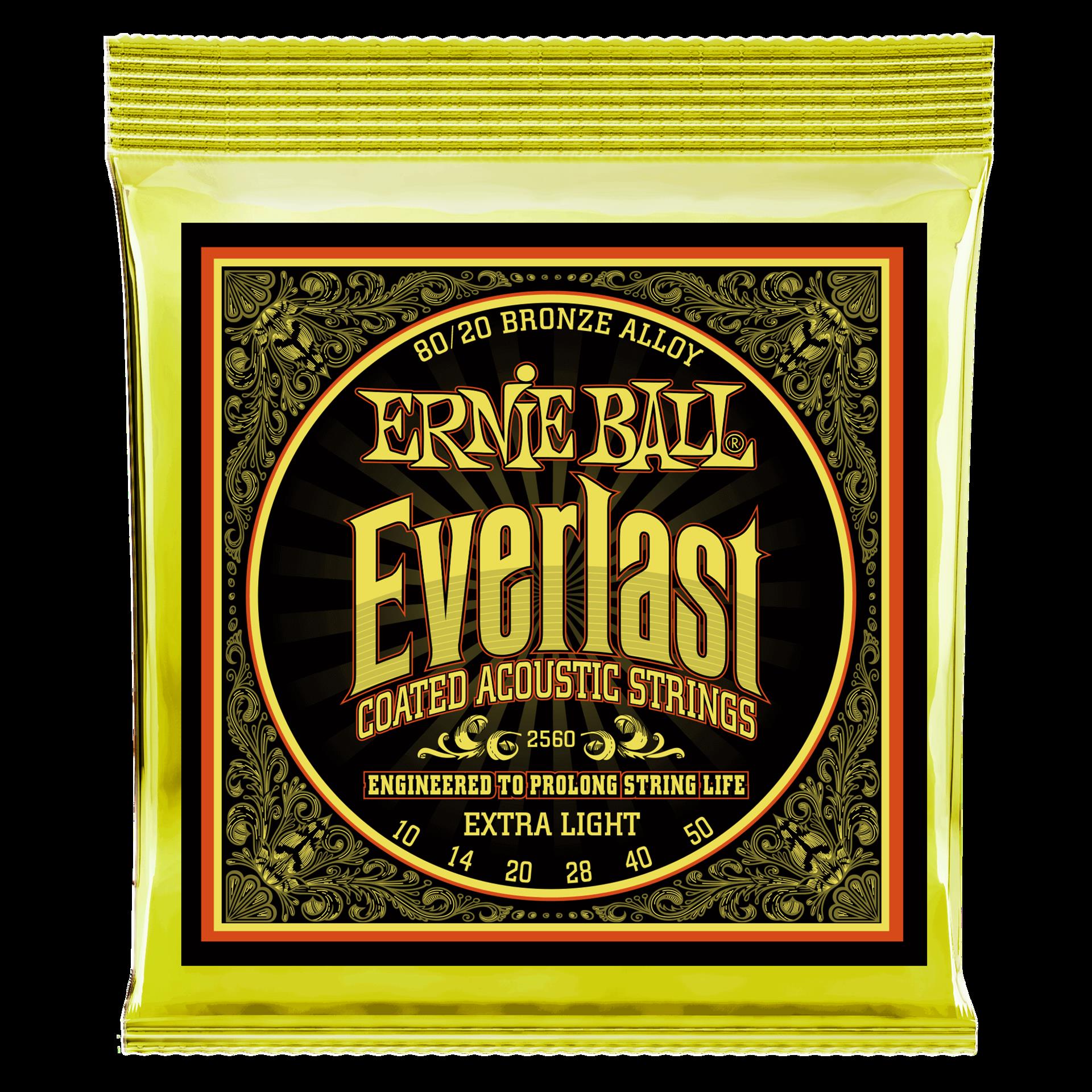 Ernie Ball 2560 Everlast Light Coated 80 20 Bronze Acoustic Extra