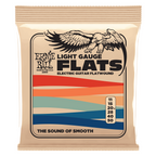 Ernie Ball light flatwound electric guitar strings in 11-50 gauge, coiled and displayed on a white background.