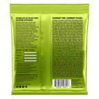 Ernie Ball E2621 10-56 Regular Slinky 7-string electric guitar strings laid out on a white background.
