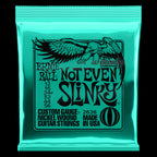 Ernie Ball 2626 Not Even Slinky Nickel Wound Electric Guitar Strings, set of six strings on a guitar.