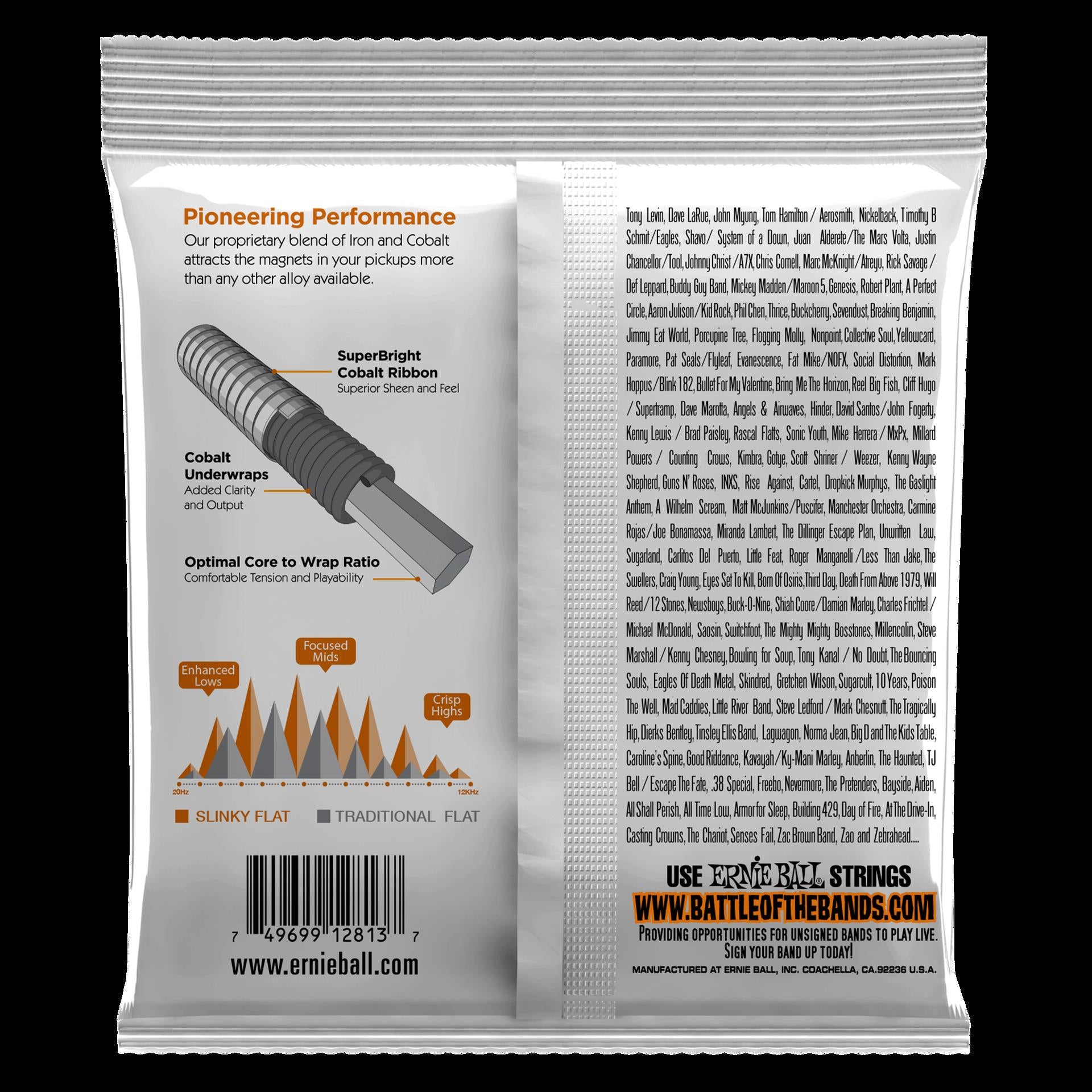 Ernie Ball 2813 Hybrid Slinky Flatwound Electric Bass Strings