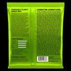 Ernie Ball 2836 Regular Slinky 5-string nickel wound electric bass strings, showing the coiled metal strings on a bass guitar.