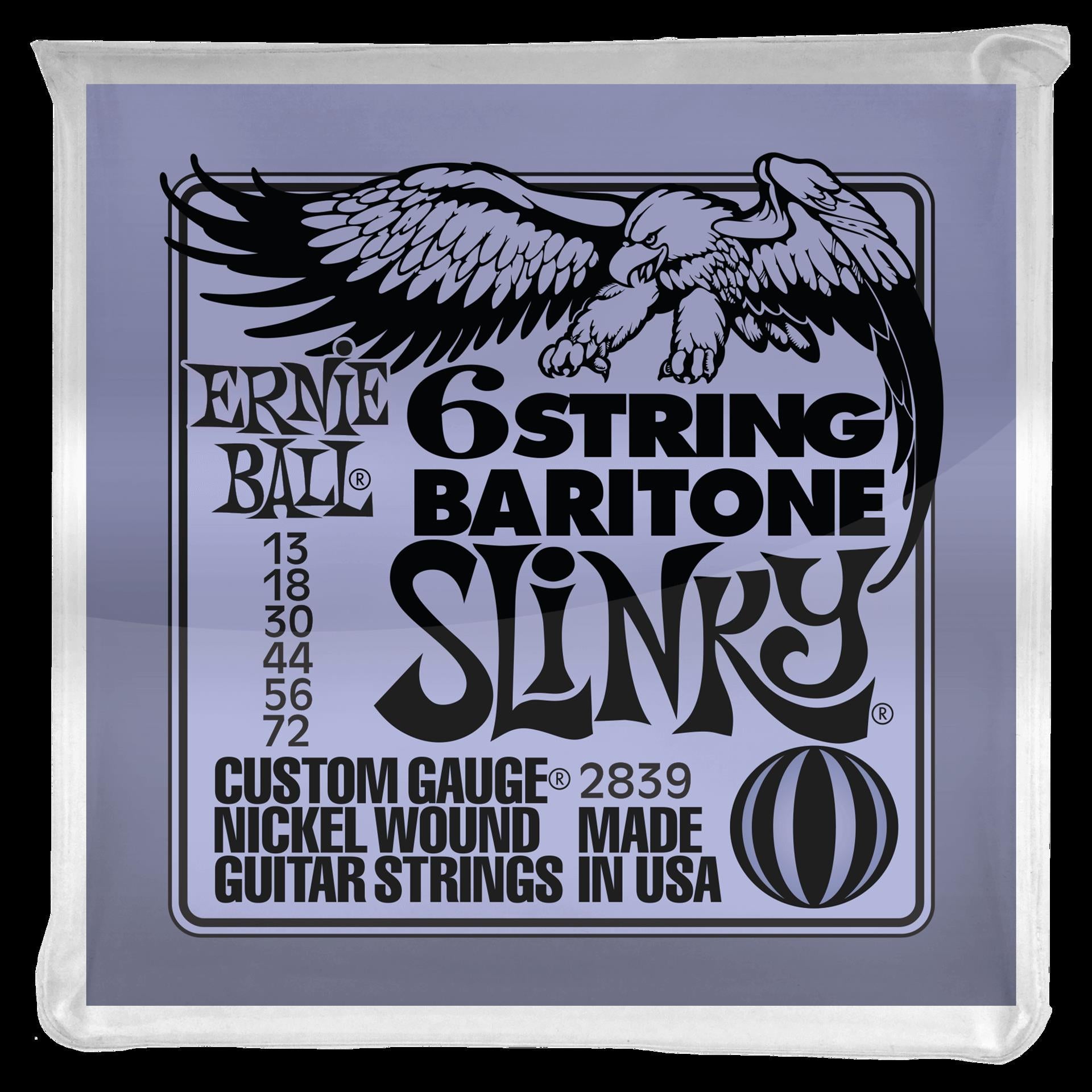 Ernie Ball 2839 Slinky 6-String with small ball end 29 5-8 scale Baritone Guitar Strings