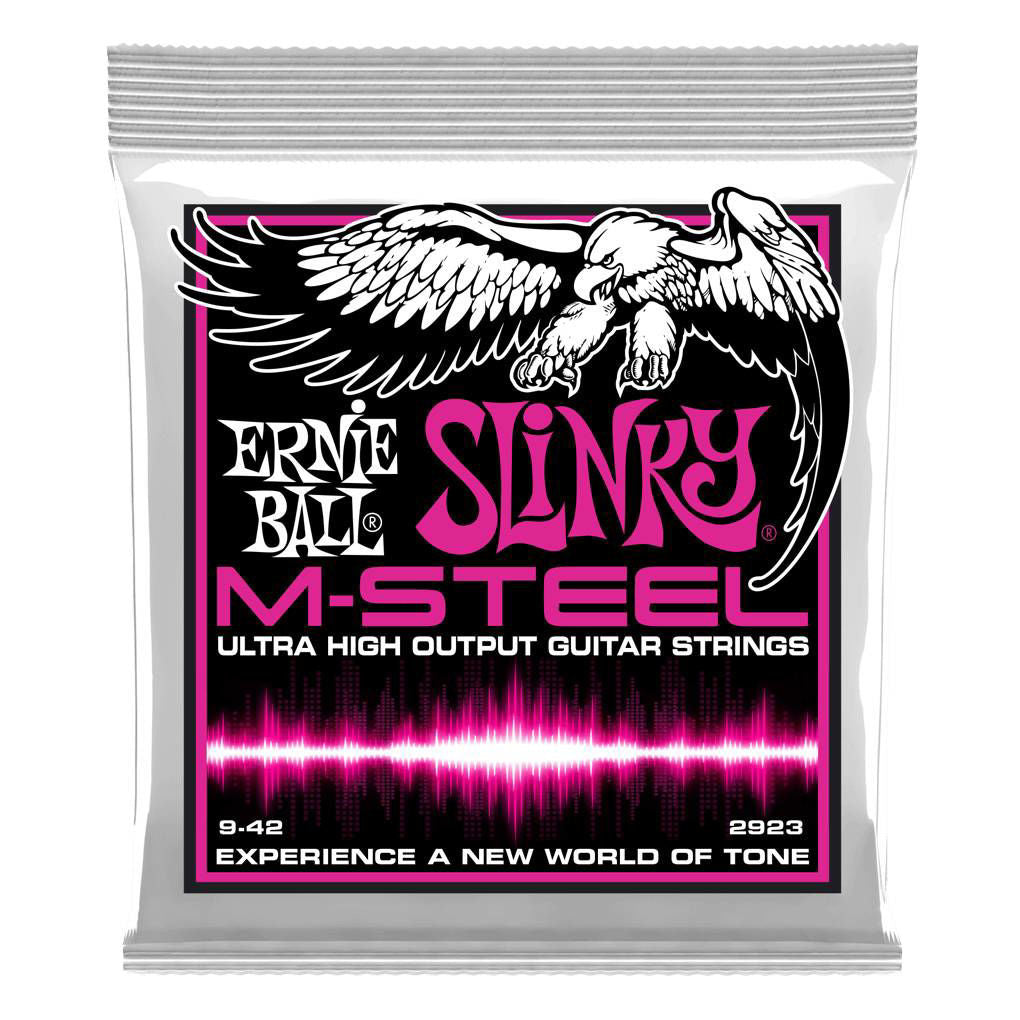 Ernie Ball M-Steel Super Maraging Steel Hex Core, Reinforced Steel Wrap Wire 9 - 42 Electric Guitar Strings