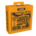 Ernie Ball 3222 9-46 Hybrid Slinky Nickel Wound Electric Guitar Strings 3-pack, showing the packaged set of guitar strings.