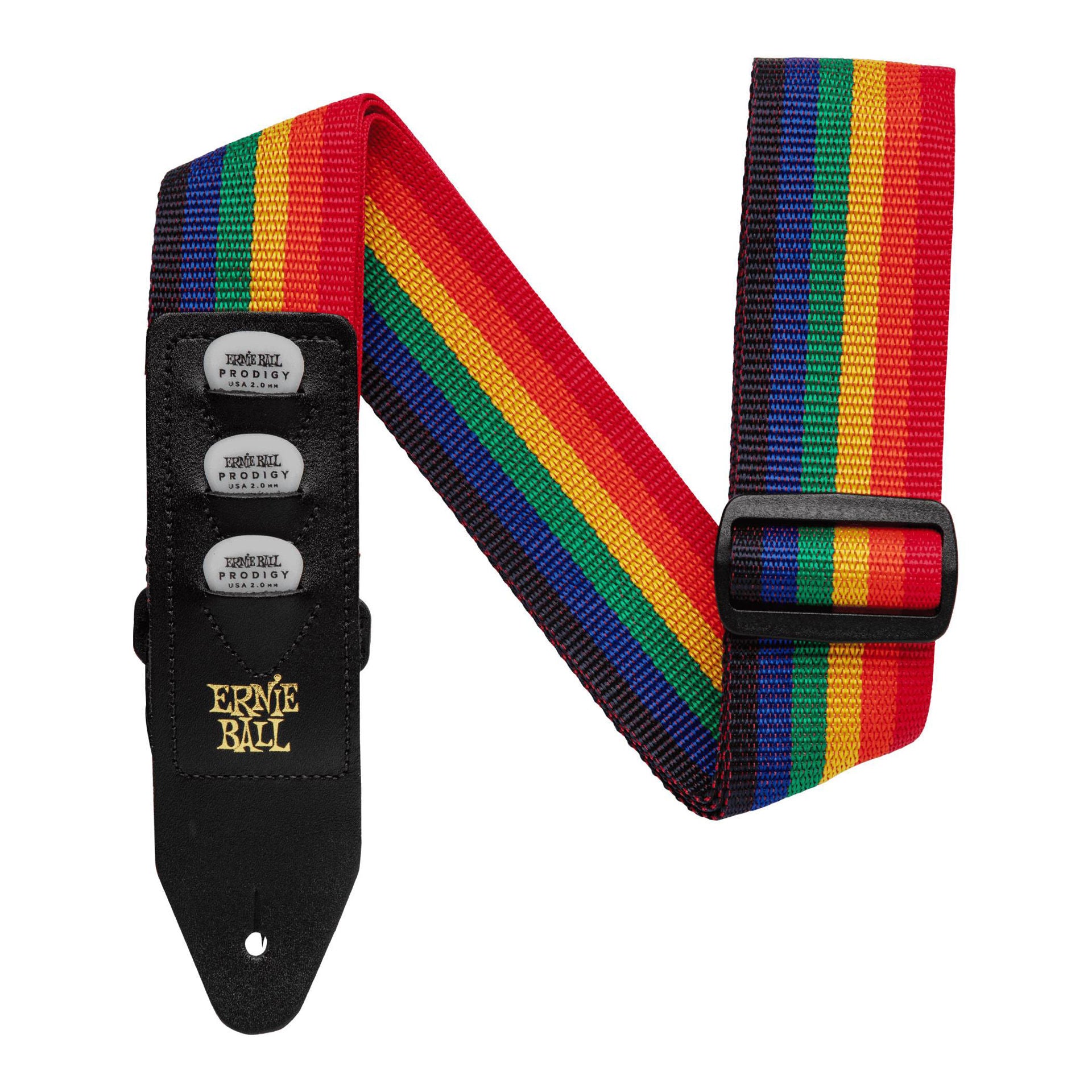 Ernie Ball 4188 Pickholder Guitar Strap in Rainbow (Holds 3 Picks)