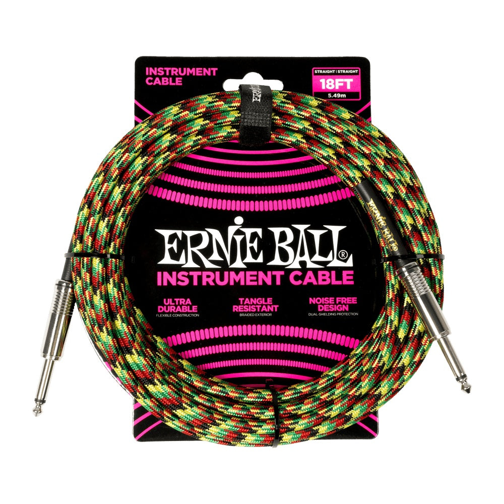 Ernie Ball Braided Instrument Cable Straight/Straight 18ft Good Vibrations