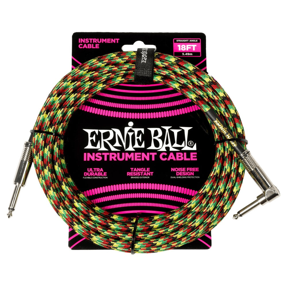 Ernie Ball Braided Instrument Cable Straight/Angle 18ft Good Vibrations