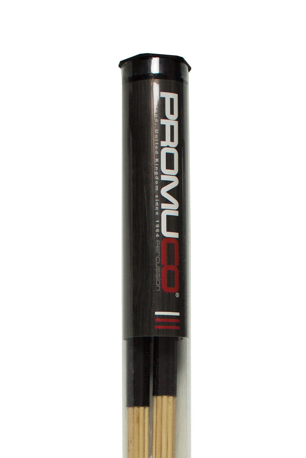 Promuco 1804 bamboo slim drum rods, lightweight percussion sticks for drums and cymbals, with smooth handles and natural bamboo finish.