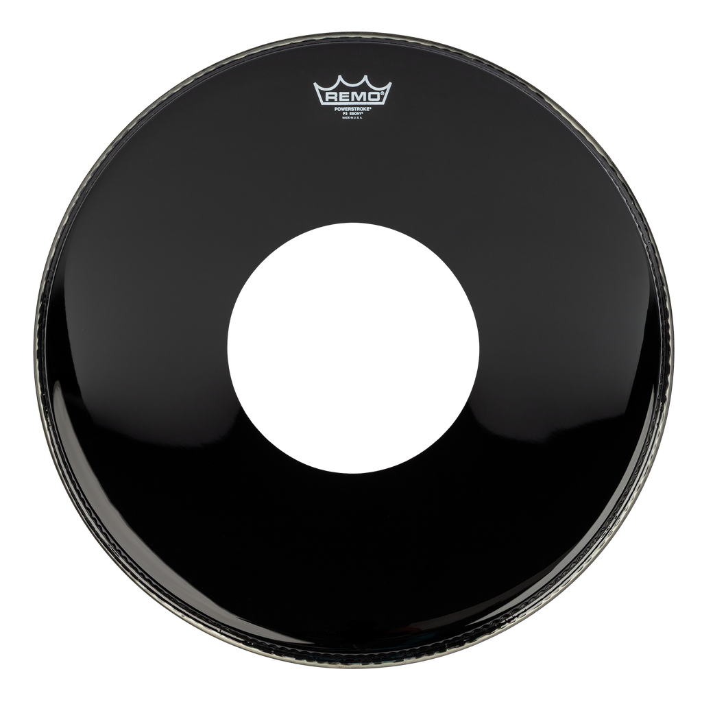 Remo Powerstroke 3 Ebony 20 Bass Drum Head w/8 Centre Hole
