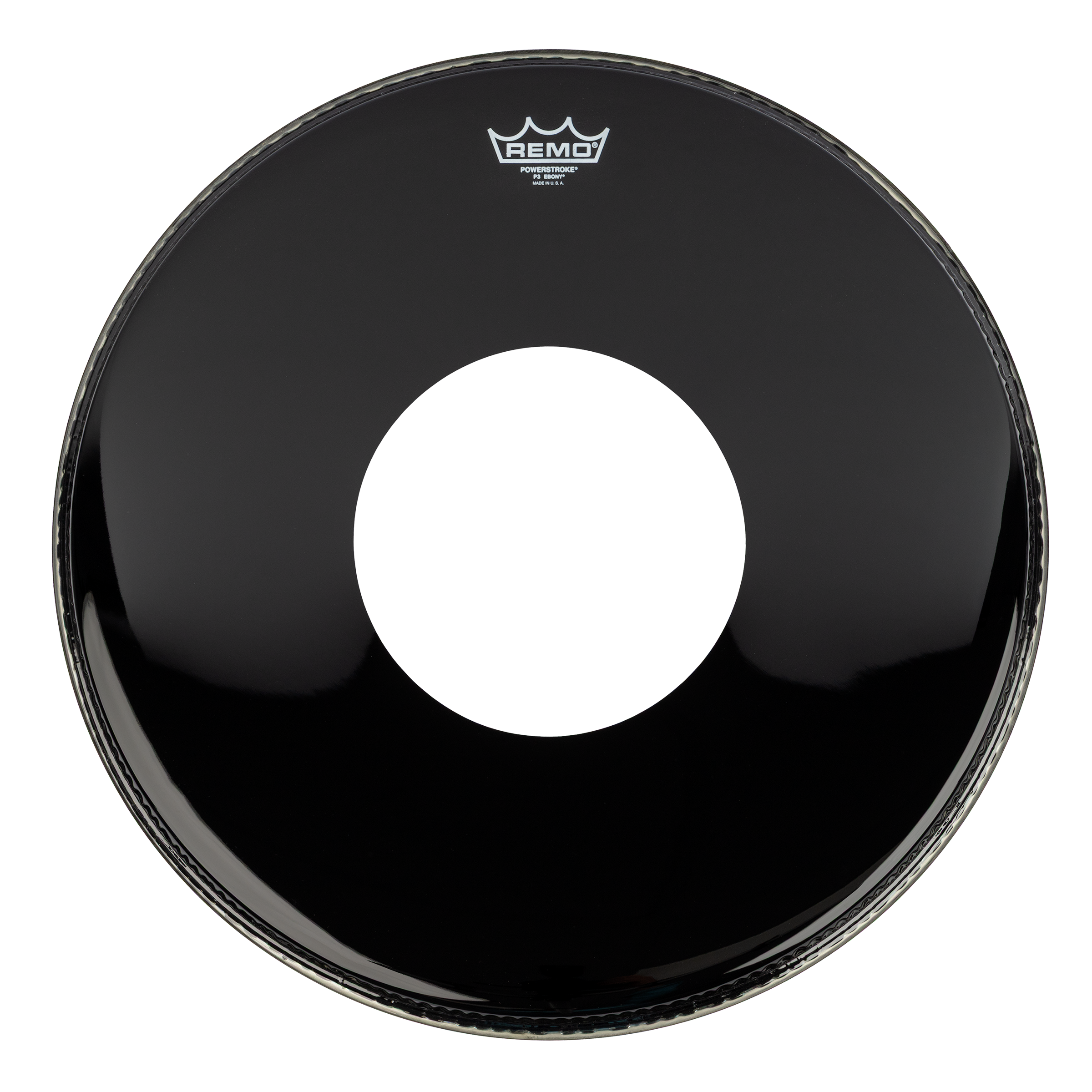 Remo Powerstroke 3 Ebony 20 Bass Drum Head w/8 Centre Hole