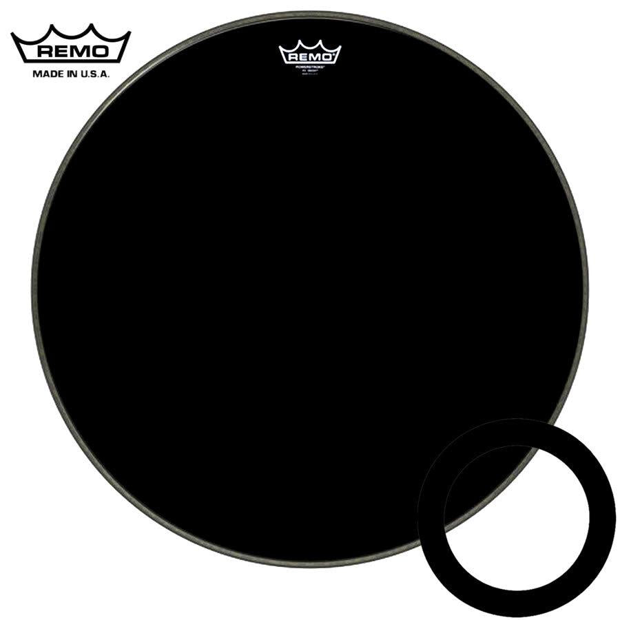 Remo Powerstroke 3 Ebony 22 Inch Bass Drumhead with Black Dynamo