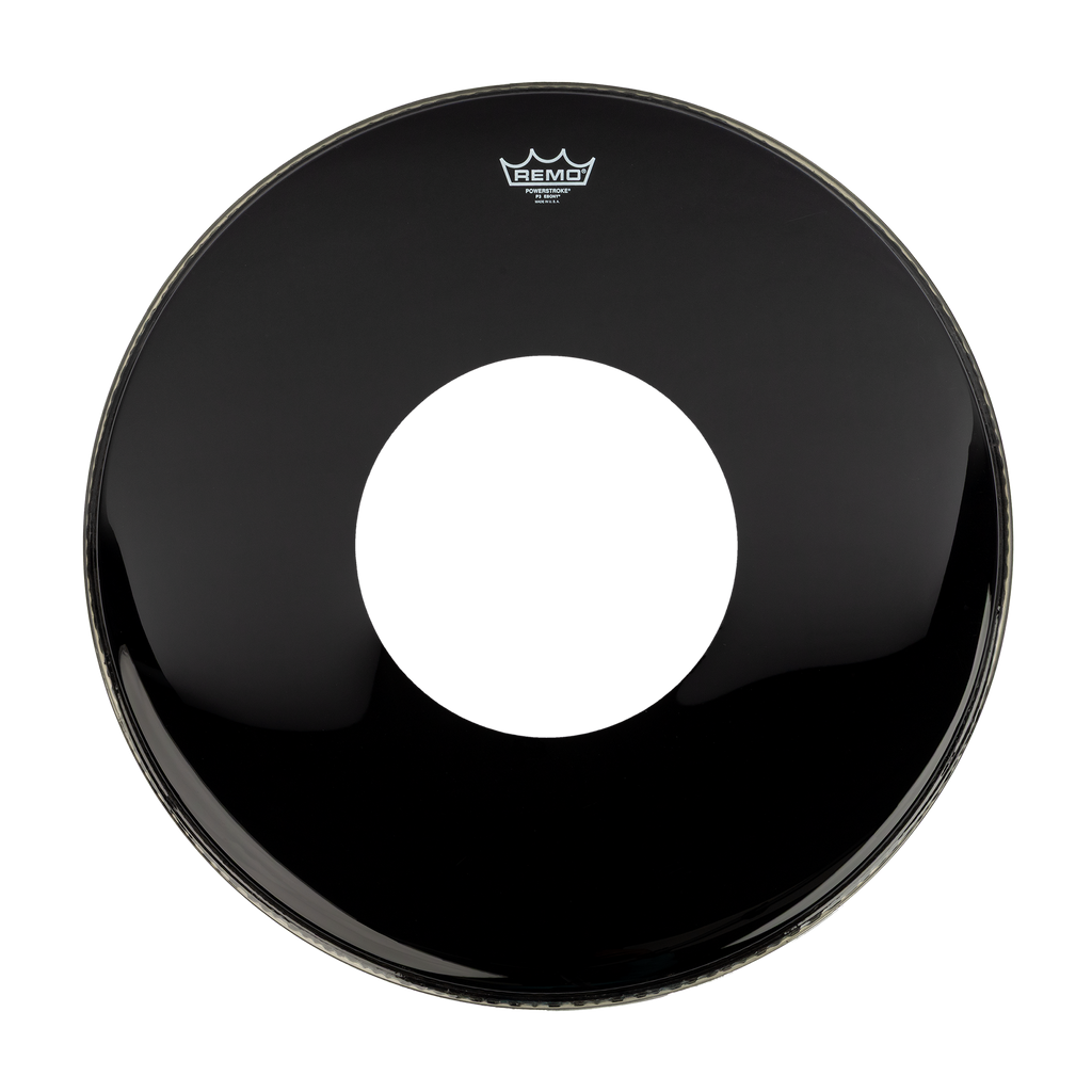 Remo Powerstroke 3 Ebony 24 Bass Drum Head w/10 Centre Hole