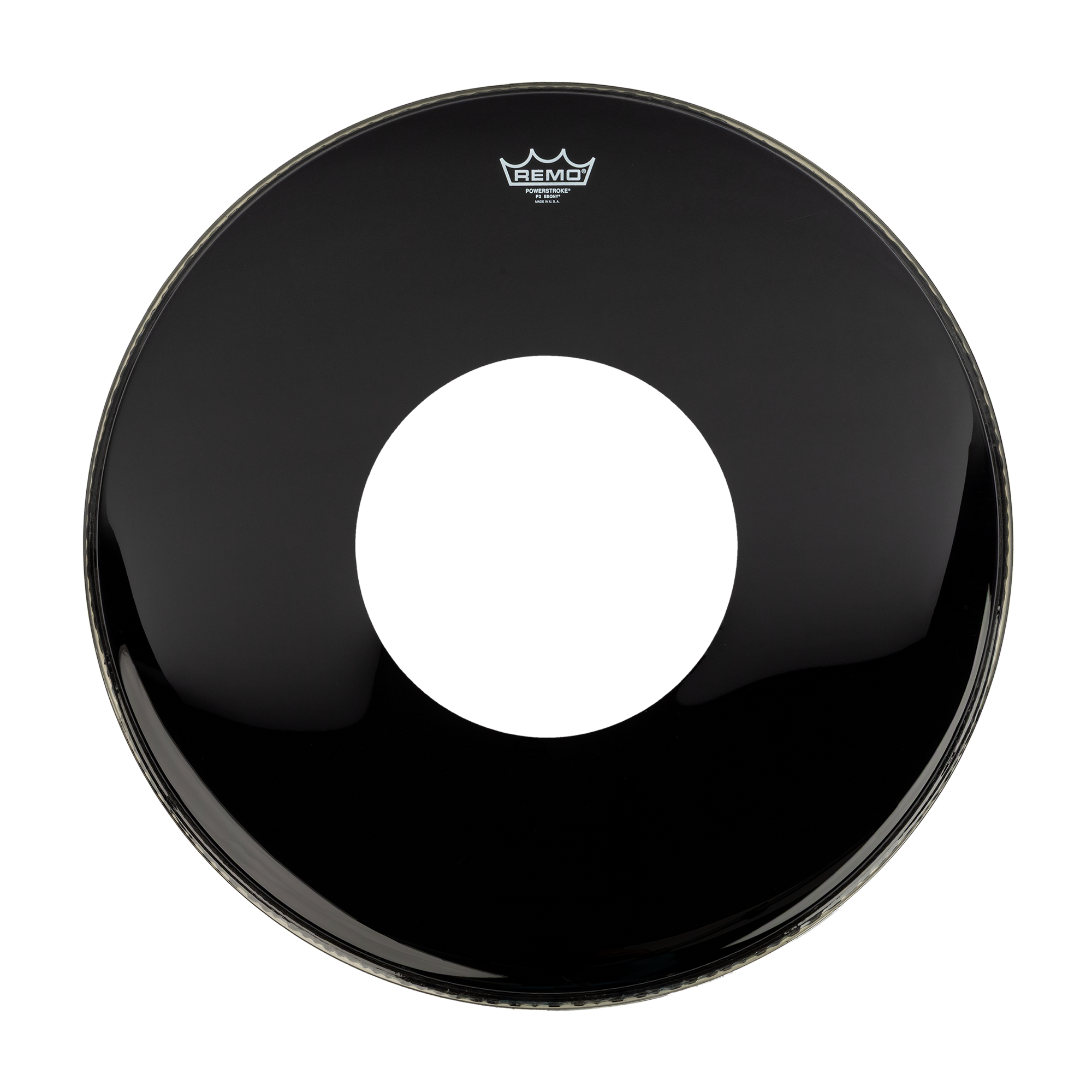 Remo Powerstroke 3 Ebony 24 Bass Drum Head w/10 Centre Hole