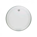 Remo Powerstroke 3 coated 20-inch bass drumhead with no stripe, designed for drum set bass drums, showcasing the drumhead's textured surface.