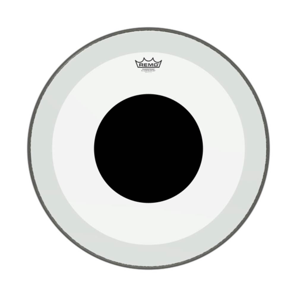 Remo P3-1318-10 Powerstroke 3 Clear 18 Inch Bass Drumhead No Stripe - Top Black Dot