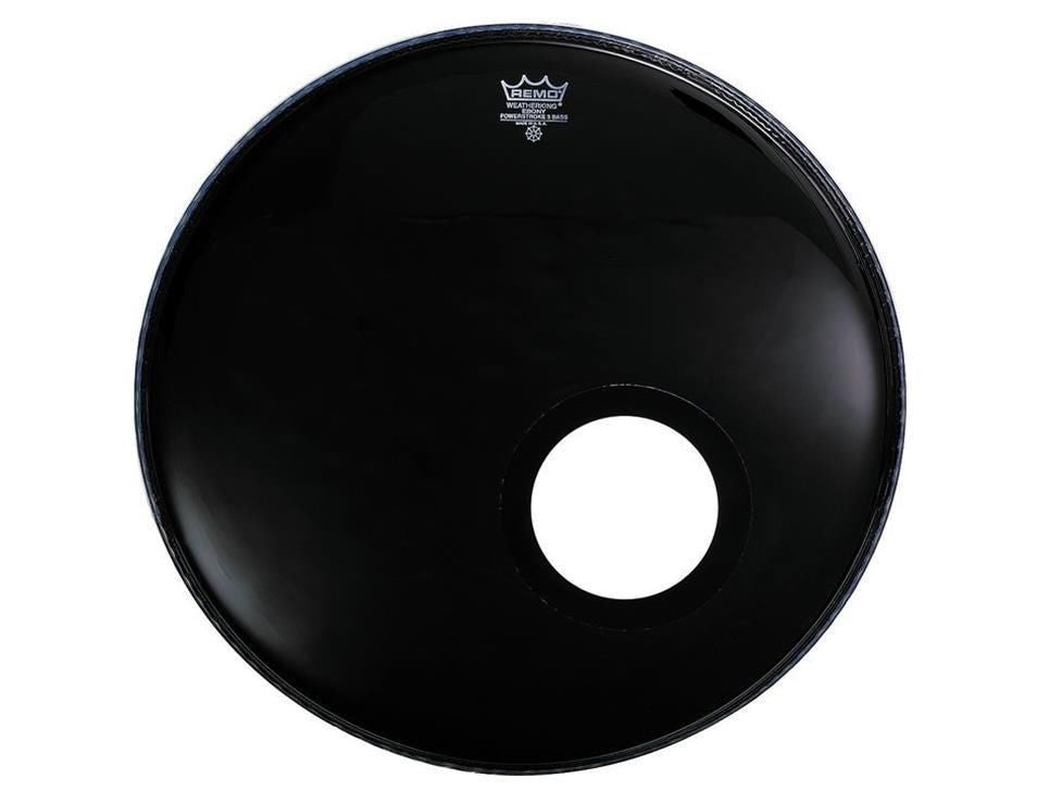 Remo Powerstroke 3 Ebony 22 Inch Bass Drumhead with Black Dynamo Installed