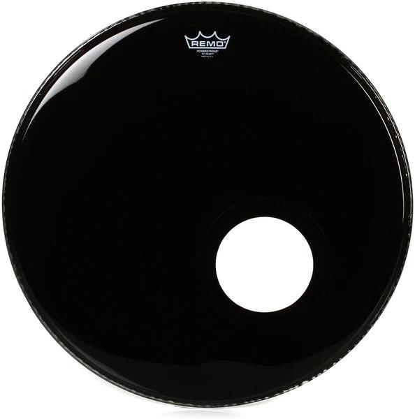 Remo Powerstroke 3 Ebony 22 Inch Bass Drumhead with Offset Hole