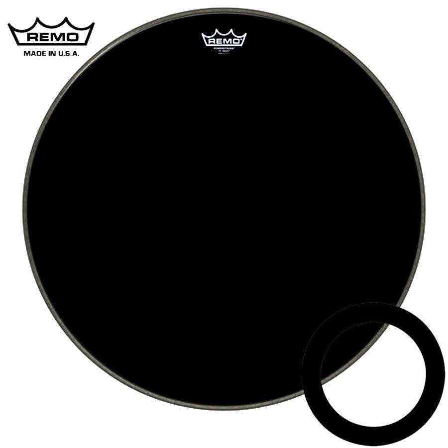 Remo Powerstroke 3 Ebony 22 Inch Bass Drumhead with Black Dynamo