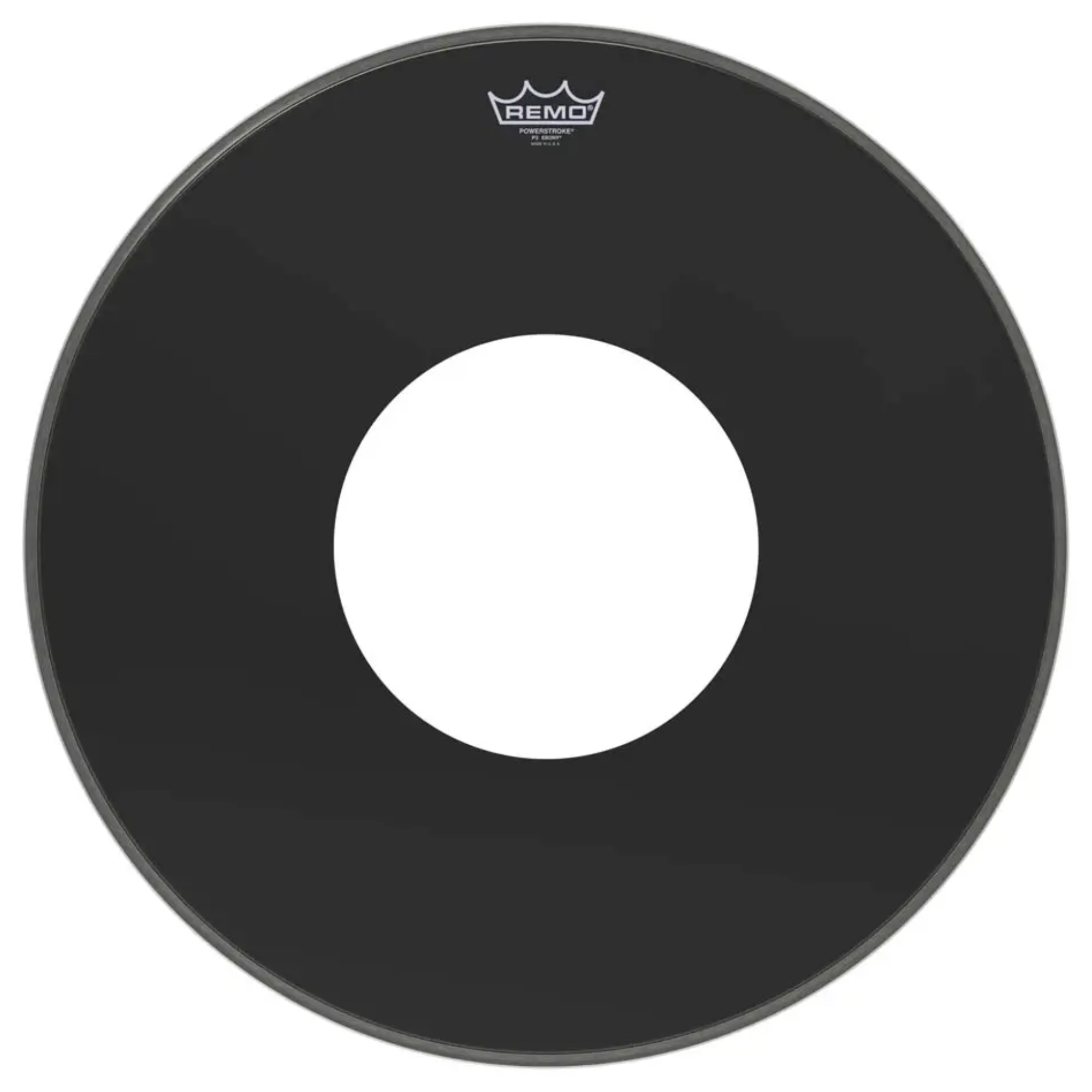 Remo Powerstroke 3 Ebony 24 Bass Drum Head w/10 Centre Hole