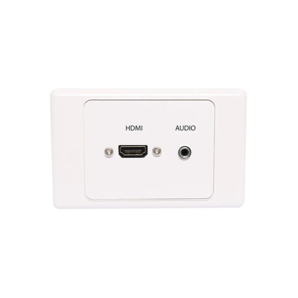 Altronic HDMI 3.5mm single wallplate with dual cover and flyleads, designed for PA audio and video connections.