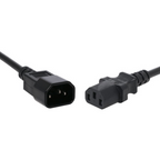 Powertran black 75cm IEC male to female power cable, standard PA cable and adaptor for electronic devices.