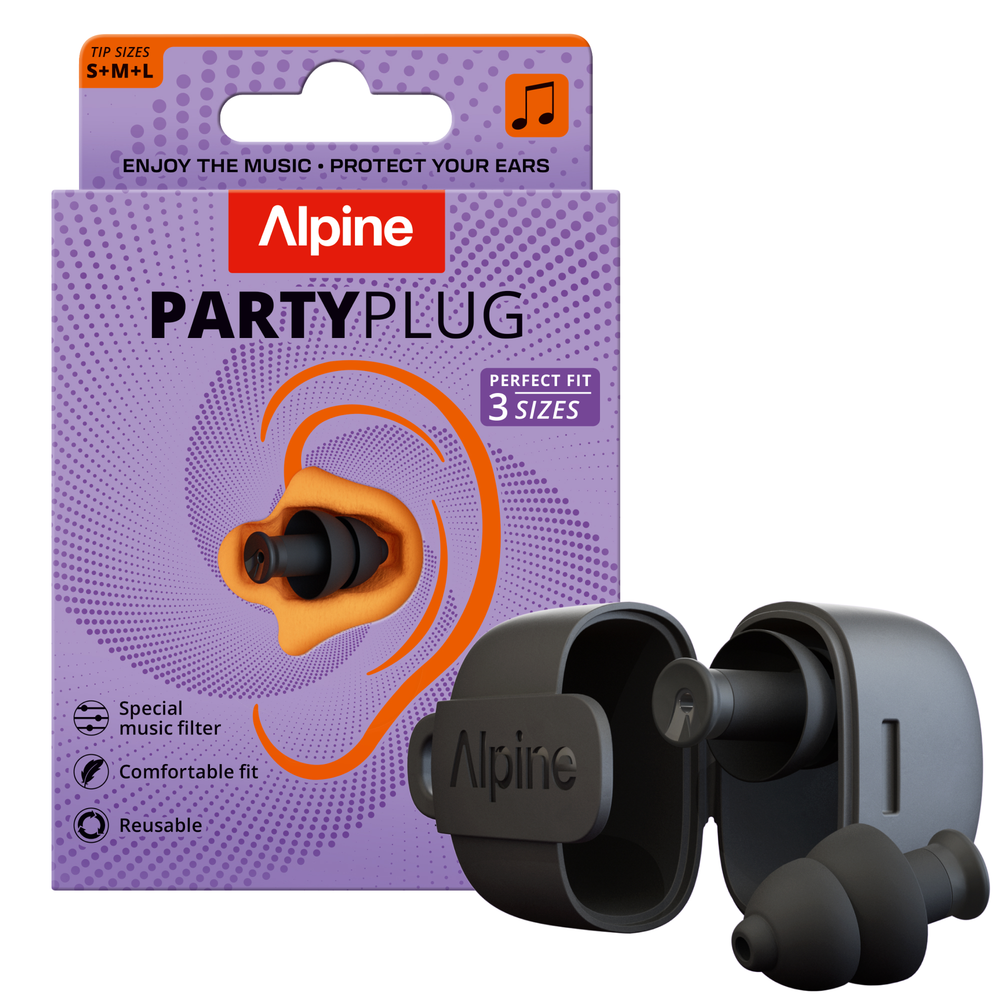 Alpine PartyPlug Earplugs Pack w/Case (-19dB) - Black