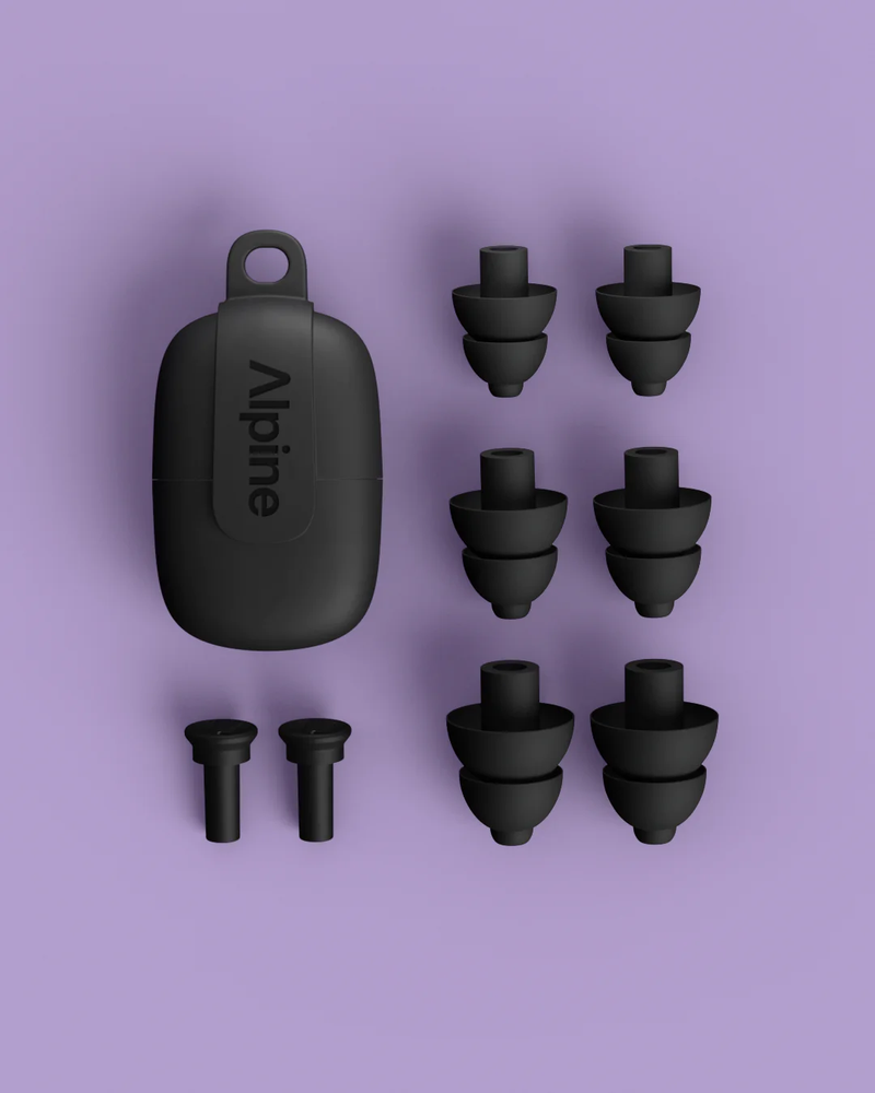 Alpine PartyPlug Earplugs Pack w/Case (-19dB) - Black