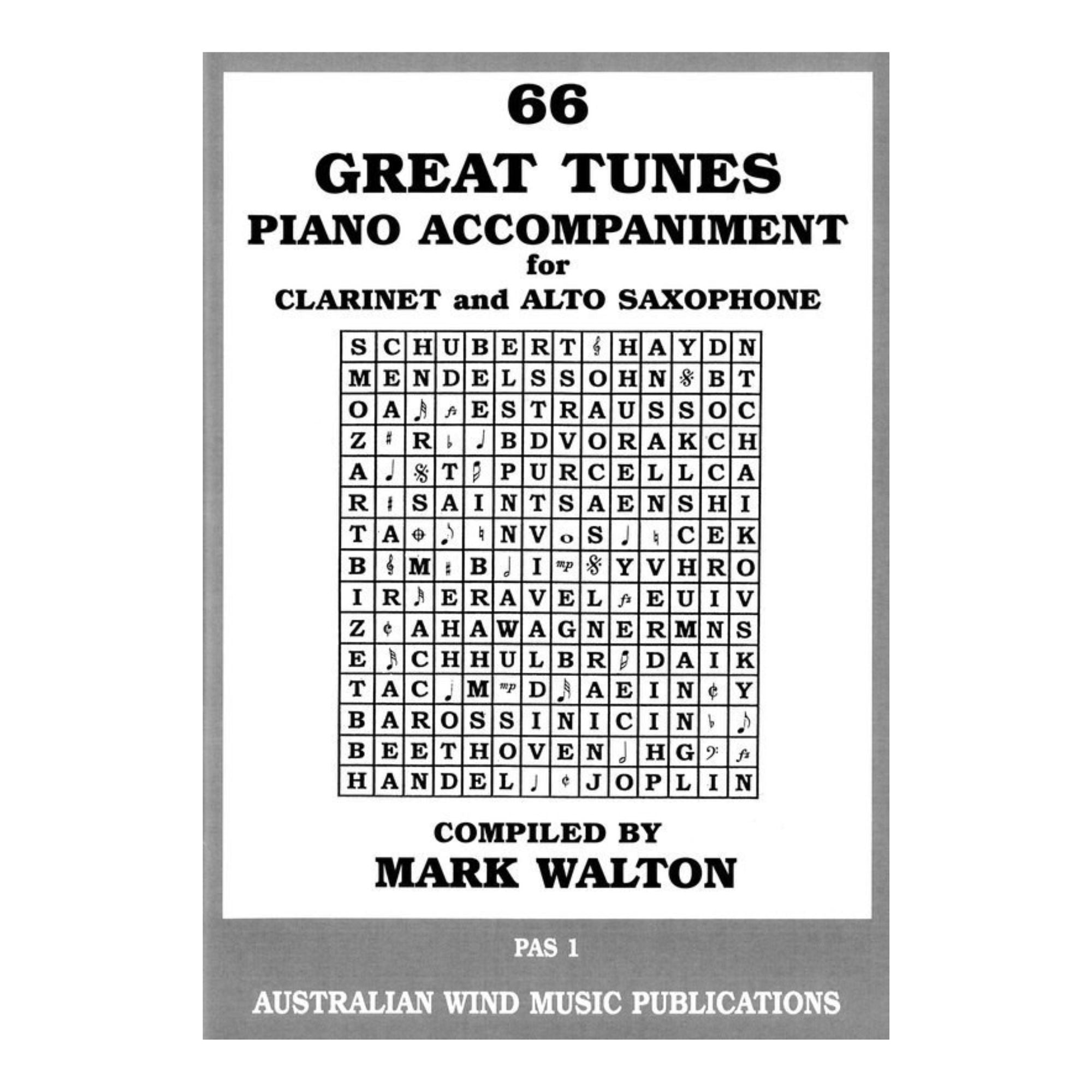 Hal Leonard 66 Great Tunes Saxophone/Clarinet Piano Accompaniment Book