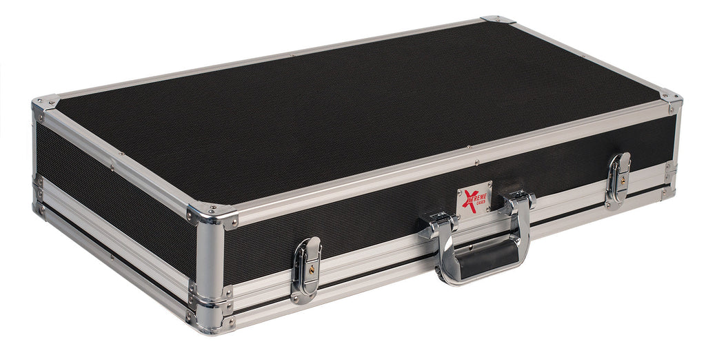 Large Xtreme PC211 Pedal Road Case for effects pedals, showing sturdy black exterior and padded interior for secure transportation.