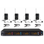 PD504B 4 x Wireless Bodypack Headset Microphone Set