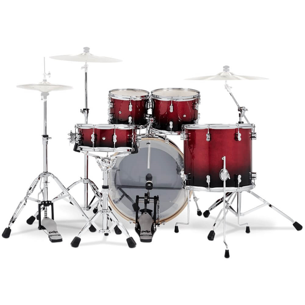 PDP Concept Maple 22/10/12/16+14S 5pc Drum Shell Pack - Red to Black Fade