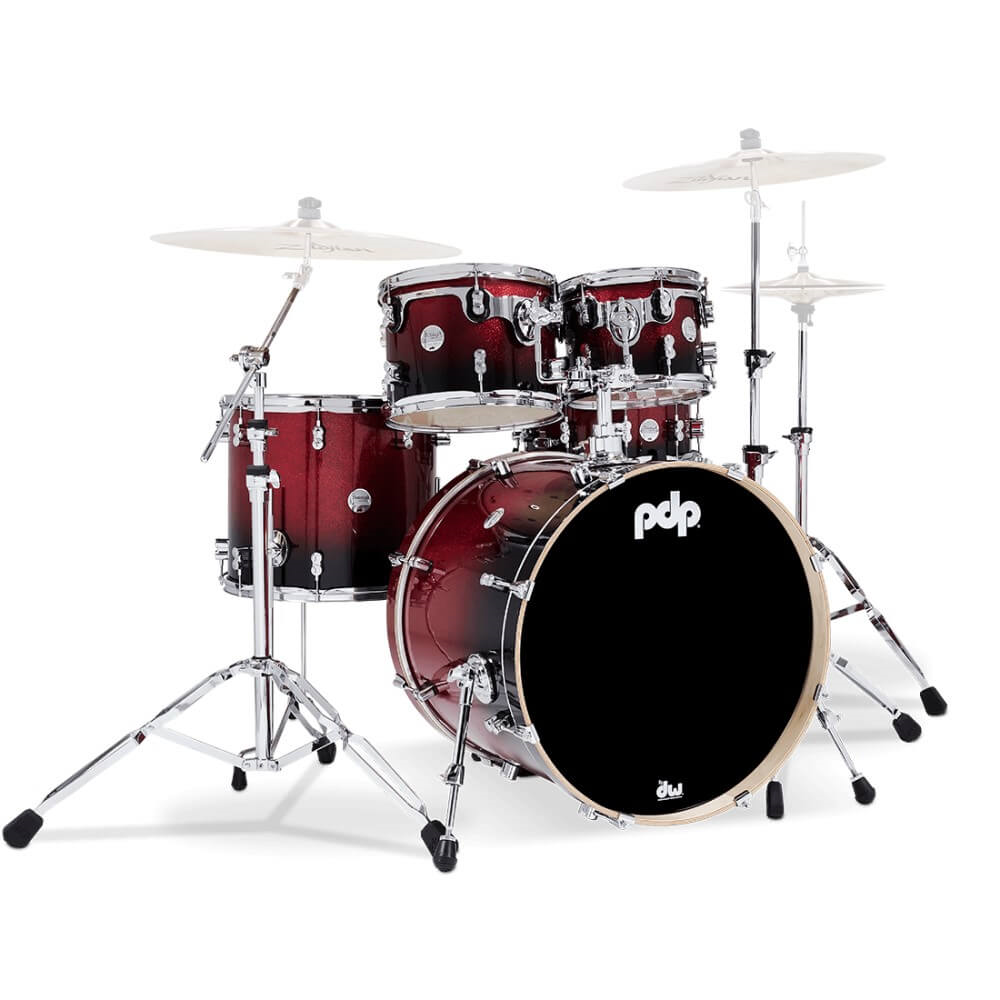 PDP Concept Maple 22/10/12/16+14S 5pc Drum Shell Pack - Red to Black Fade