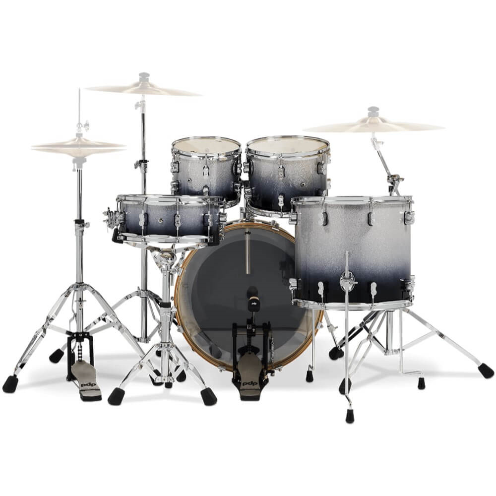 PDP CONCEPT Series 5-Piece Drum Kit with 22in Bass Drum in Silver/Black