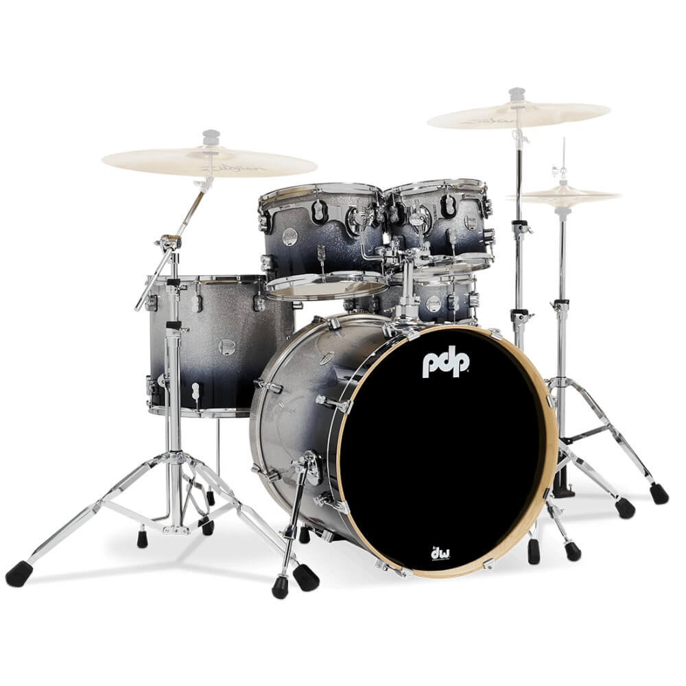 PDP Concept Maple 22/10/12/16+14S 5pc Drum Shell Pack - Silver to Black Fade