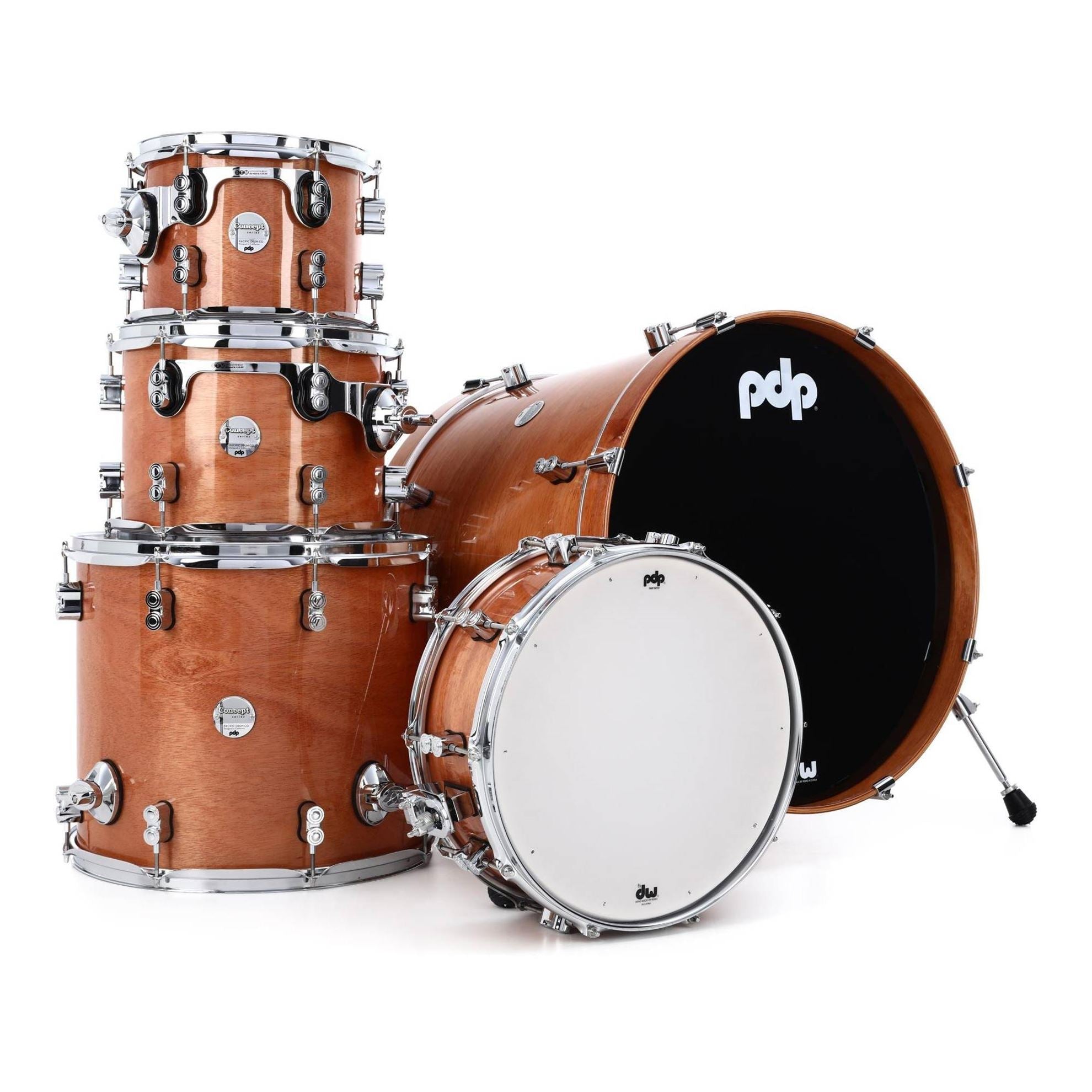 PDP Concept Maple Exotic 5-Piece Acoustic Drumkit with 22in Bass Drum in Honey Mahogany
