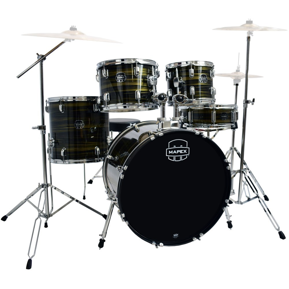 Mapex Prodigy 20/10/12/14+14S 5pc Drum Kit with Hardware - Black and Yellow