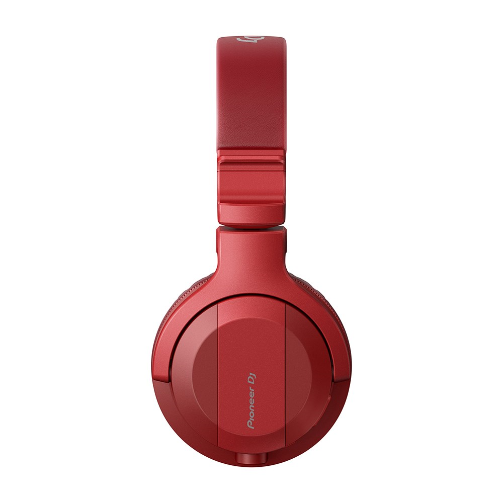 Pioneer HDJ-CUE1BT-R red Bluetooth monitoring headphones on a white background.