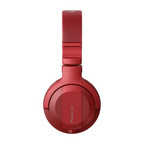 Pioneer HDJ-CUE1BT-R red Bluetooth monitoring headphones on a white background.