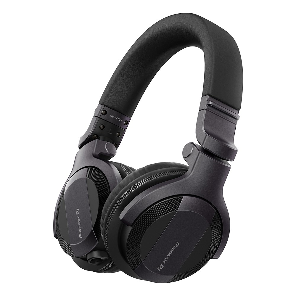Pioneer HDJ-CUE1 DJ monitoring headphones in dark silver with cushioned ear cups and adjustable headband for professional sound.