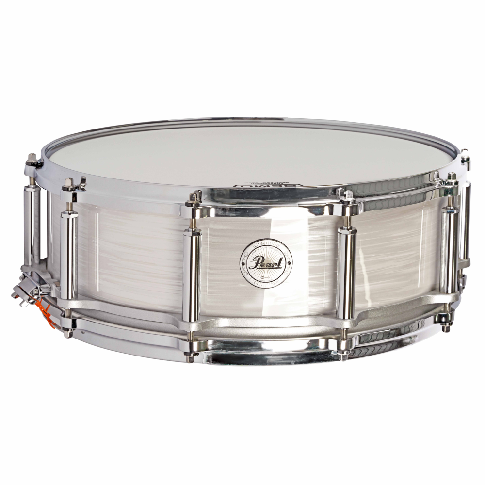 Pearl 75th Ann Phenolic 14 x 5 Free Floating Snare Drum in Pearl White Oyster