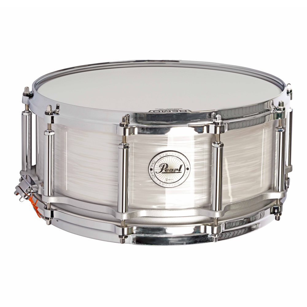 Pearl 75th Anniversary Phenolic Free Floating 14 x 6.5 Snare Drum in Pearl White Oyster