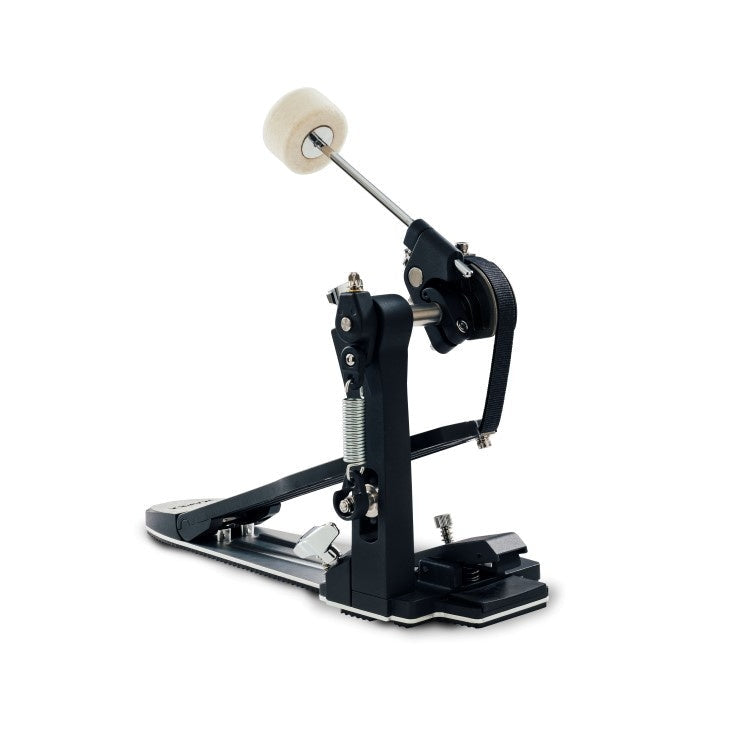 Mapex PDLSW1 Design Lab Swift bass drum pedal with footplate and chain drive, shown in a close-up view.