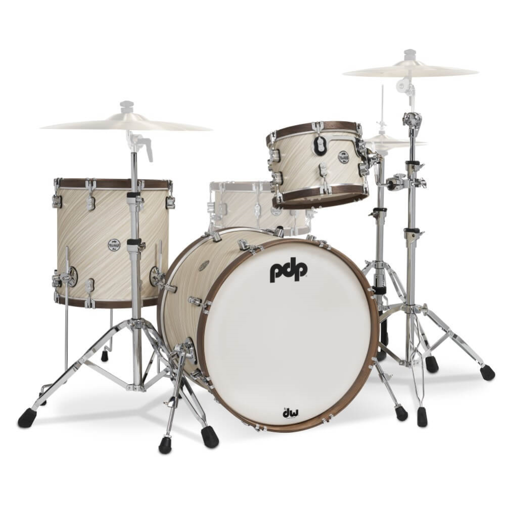 PDP Limited Edition Concept Maple 22/12/16 3pc Drum Shell Pack - Twisted Ivory with Walnut Hoops