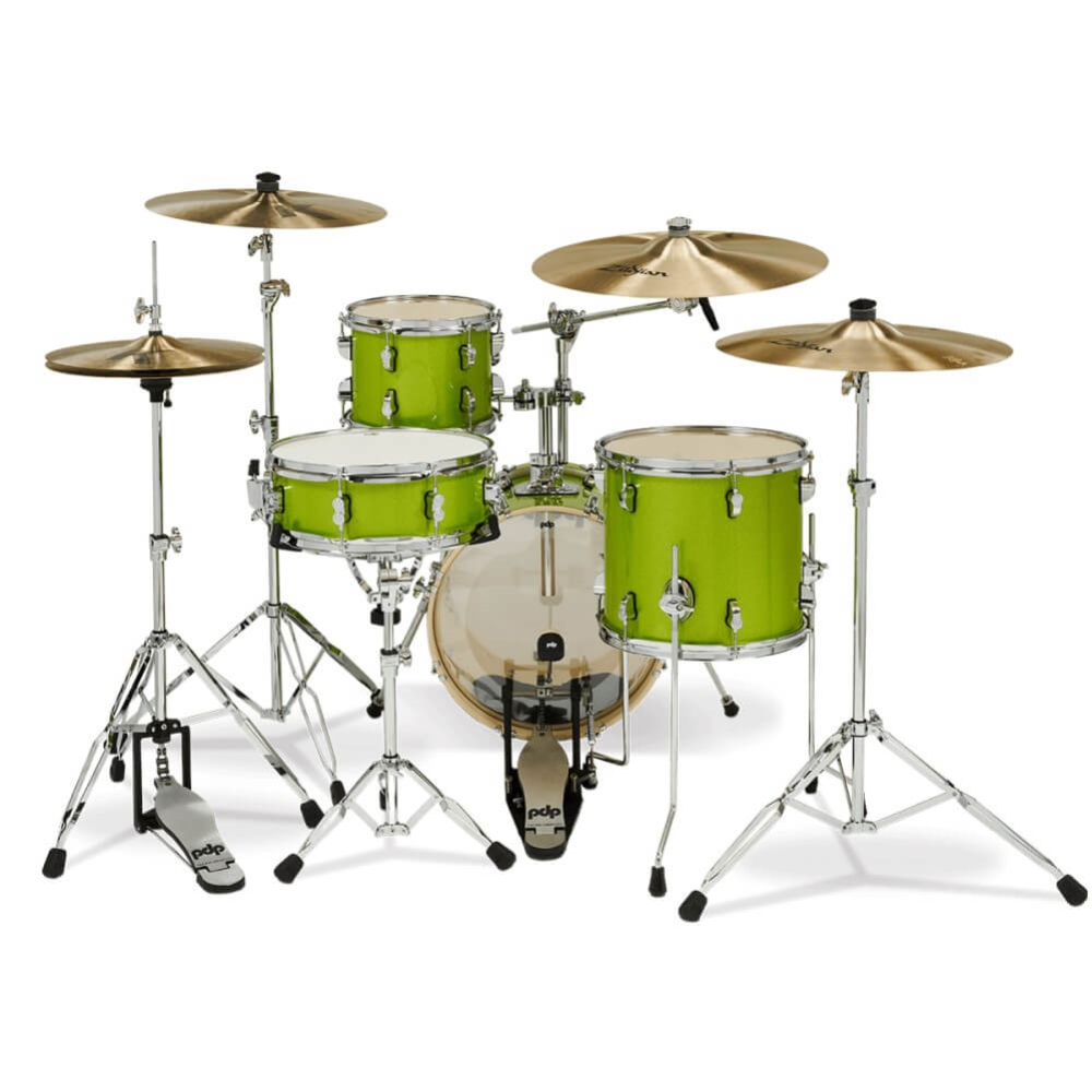 PDP New Yorker 14/8/12+14S 4pc Drum Kit Shell Pack - Electric Green Sparkle